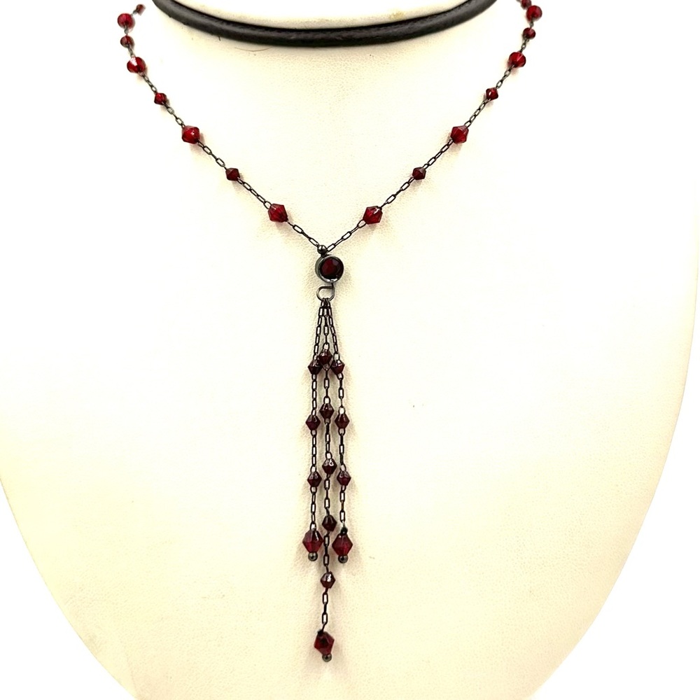 1928 Brand Necklace Japanned Faux Garnet Art Deco Style
